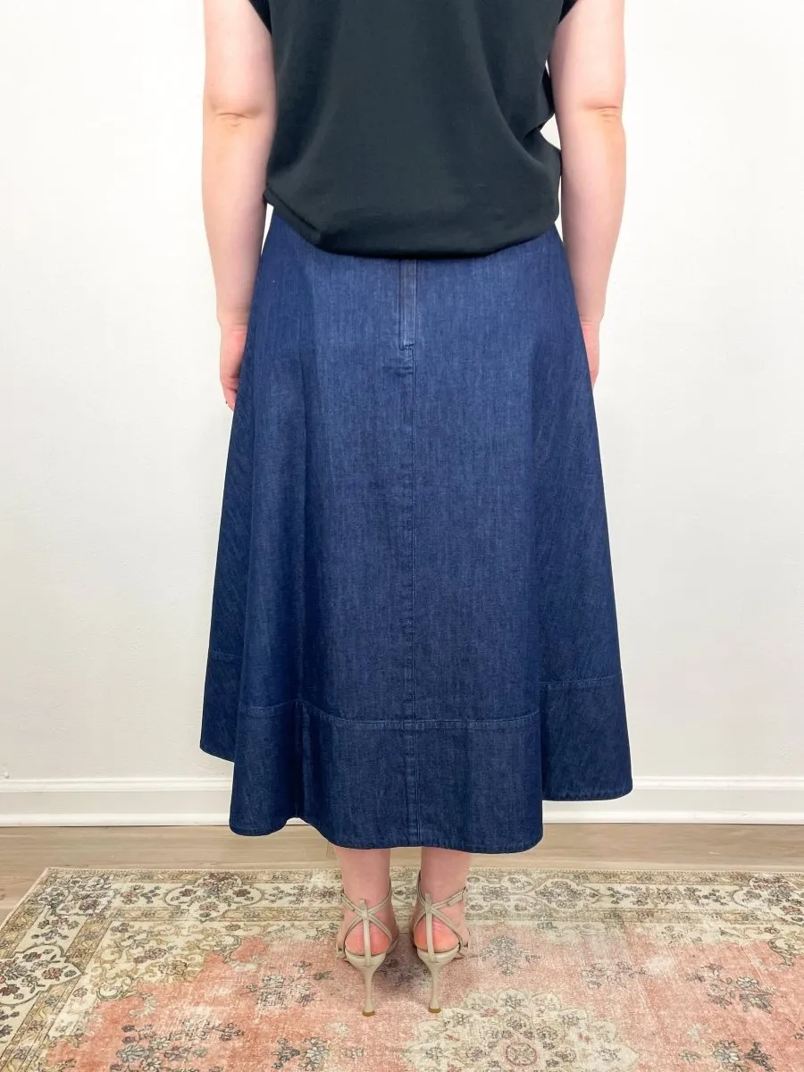 Summer Denim Circle Skirt in Indigo