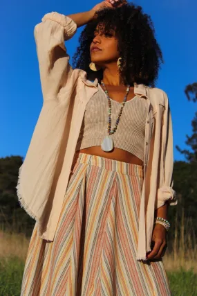 Sunset Lover Button Up Top - Peach