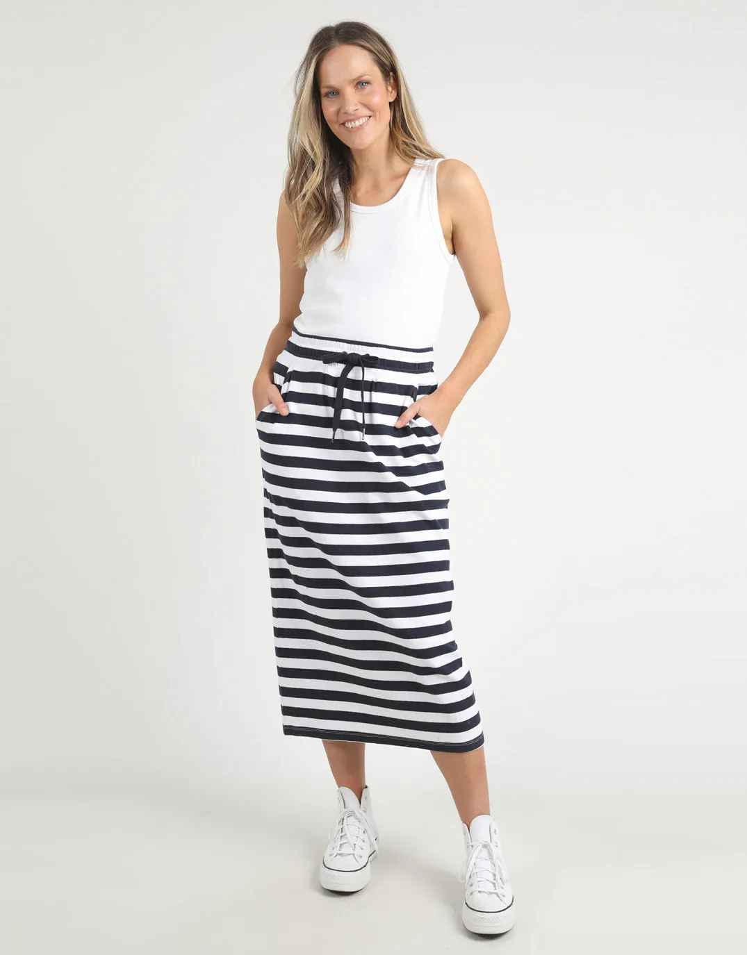 Sunset Stripe Skirt - Navy