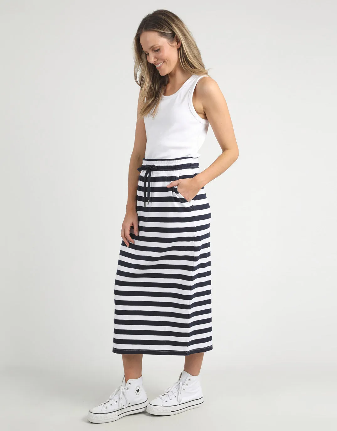 Sunset Stripe Skirt - Navy