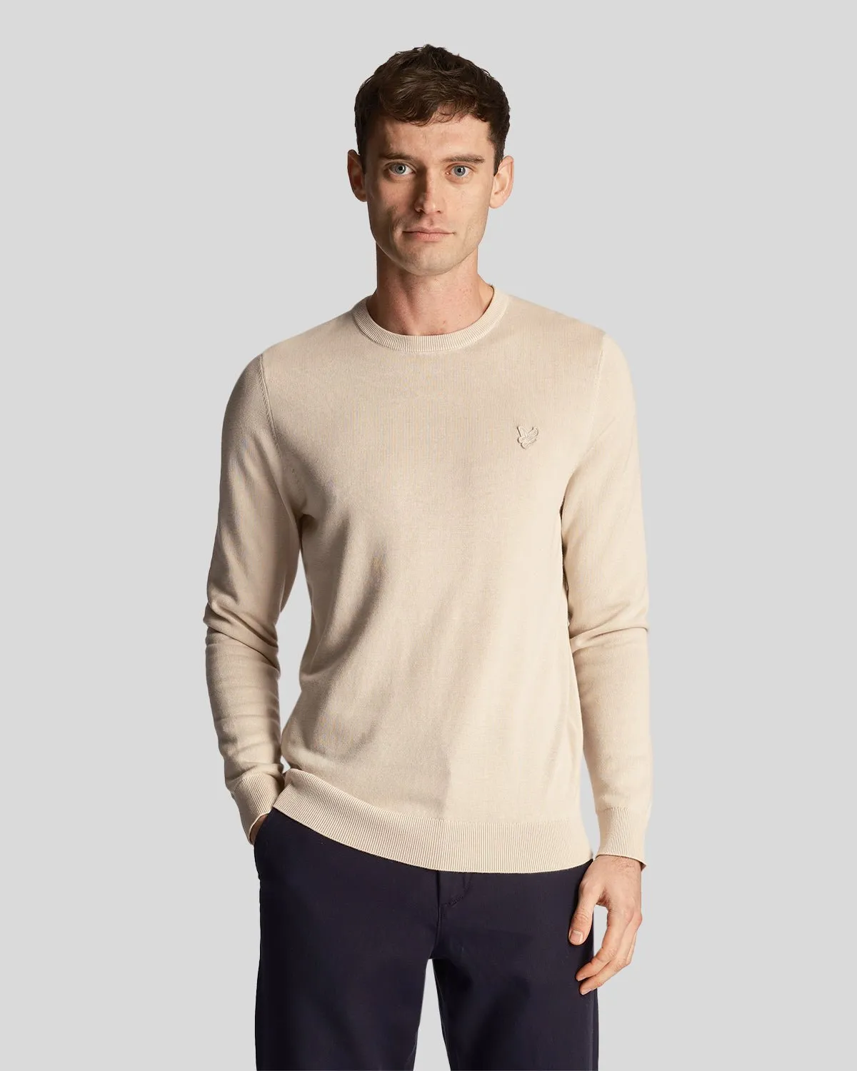 Tonal Eagle Cotton Crew Neck Jumper