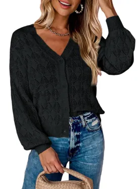 Trendy V-Neck Button-Down Knitted Cardigan – Classic and Versatile