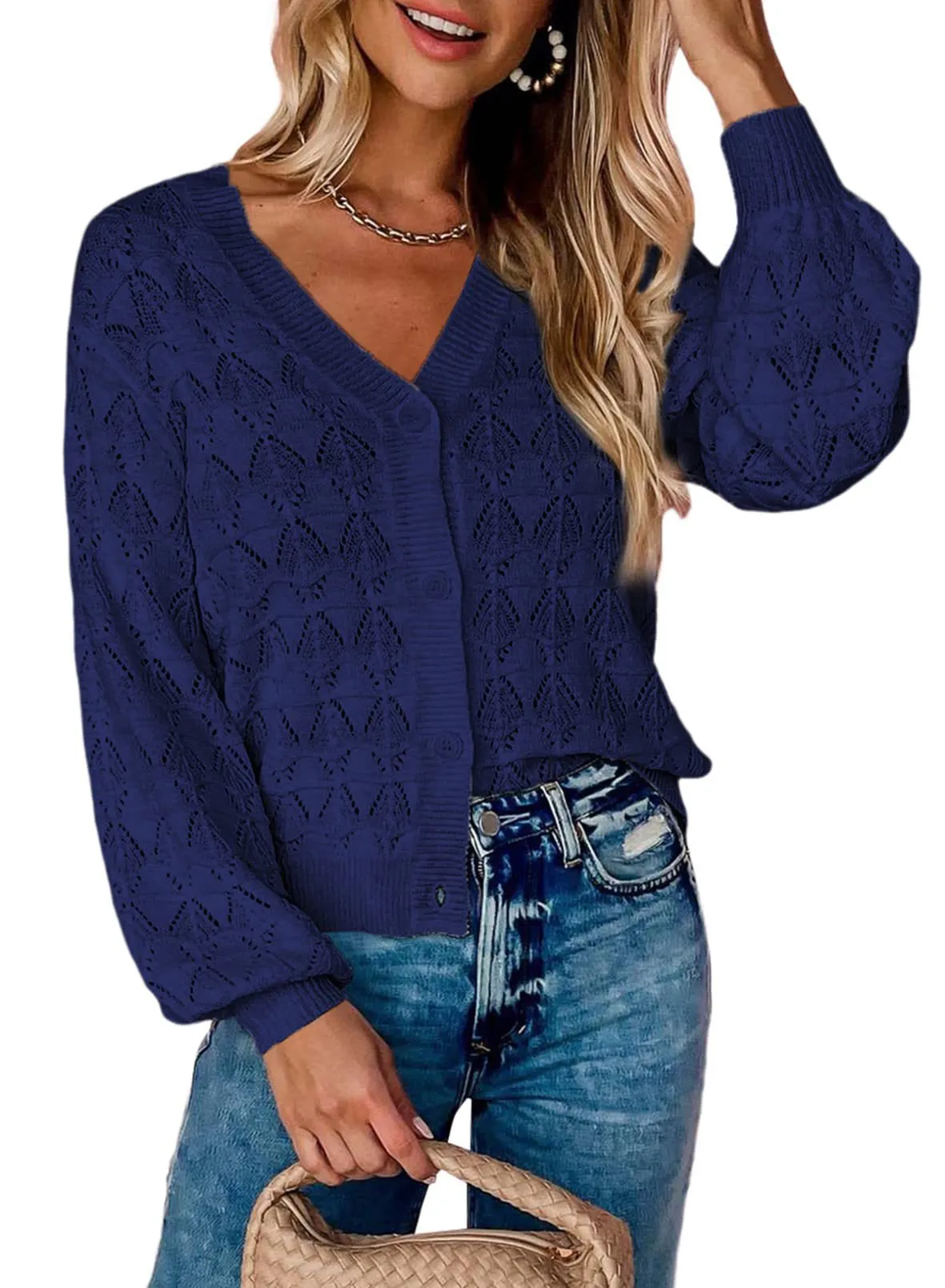 Trendy V-Neck Button-Down Knitted Cardigan – Classic and Versatile