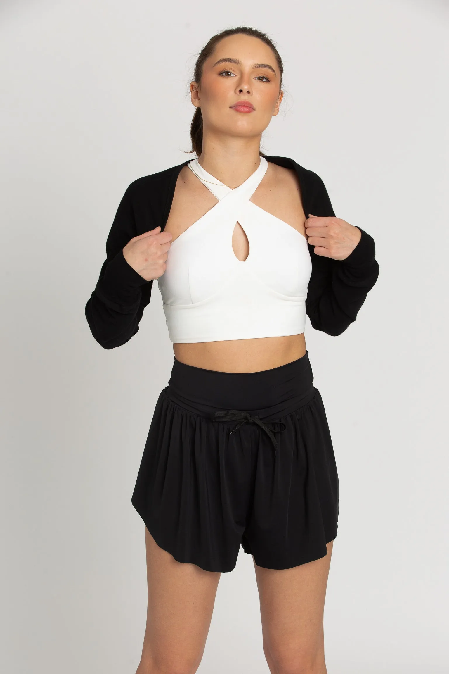 White Cross Over Yoga Top