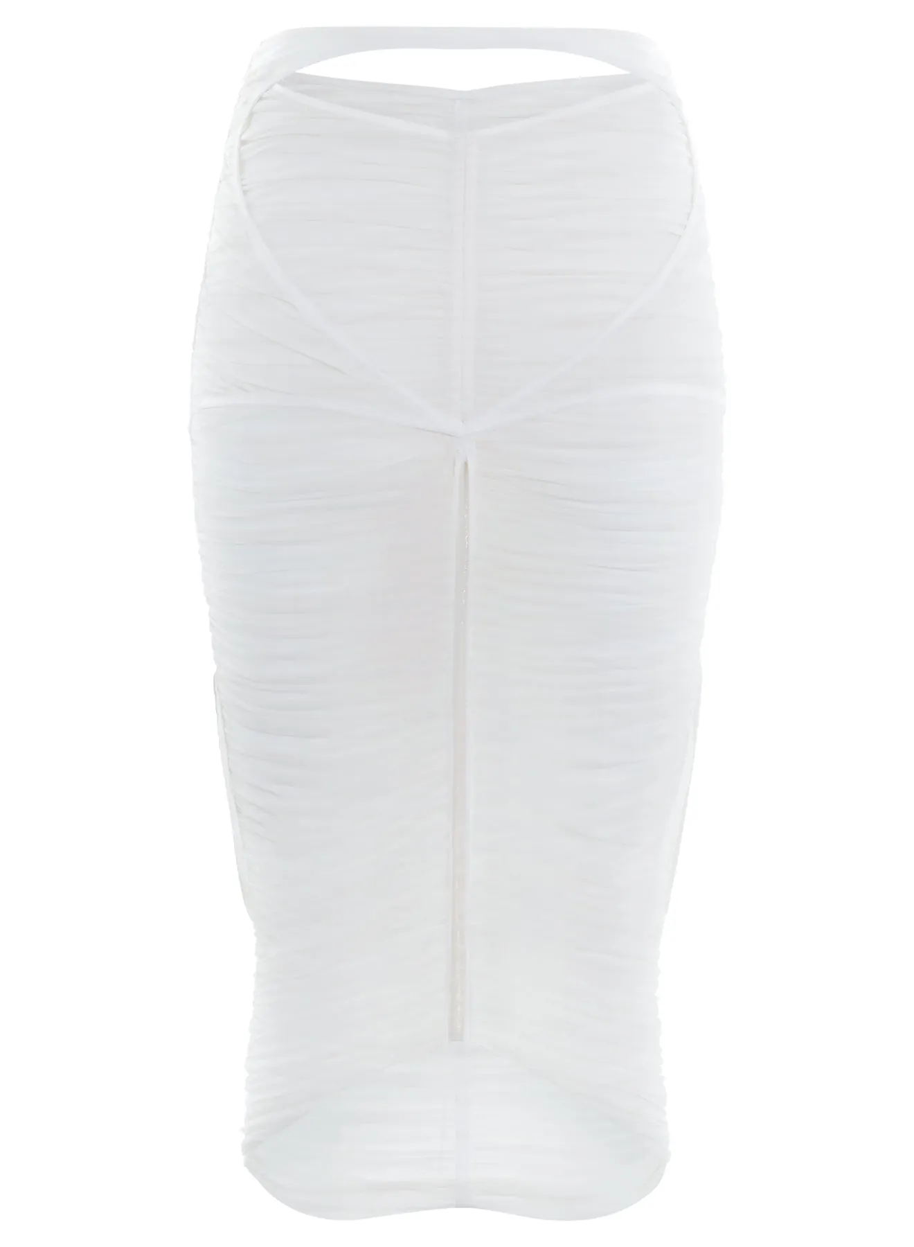 white ruched mesh skirt