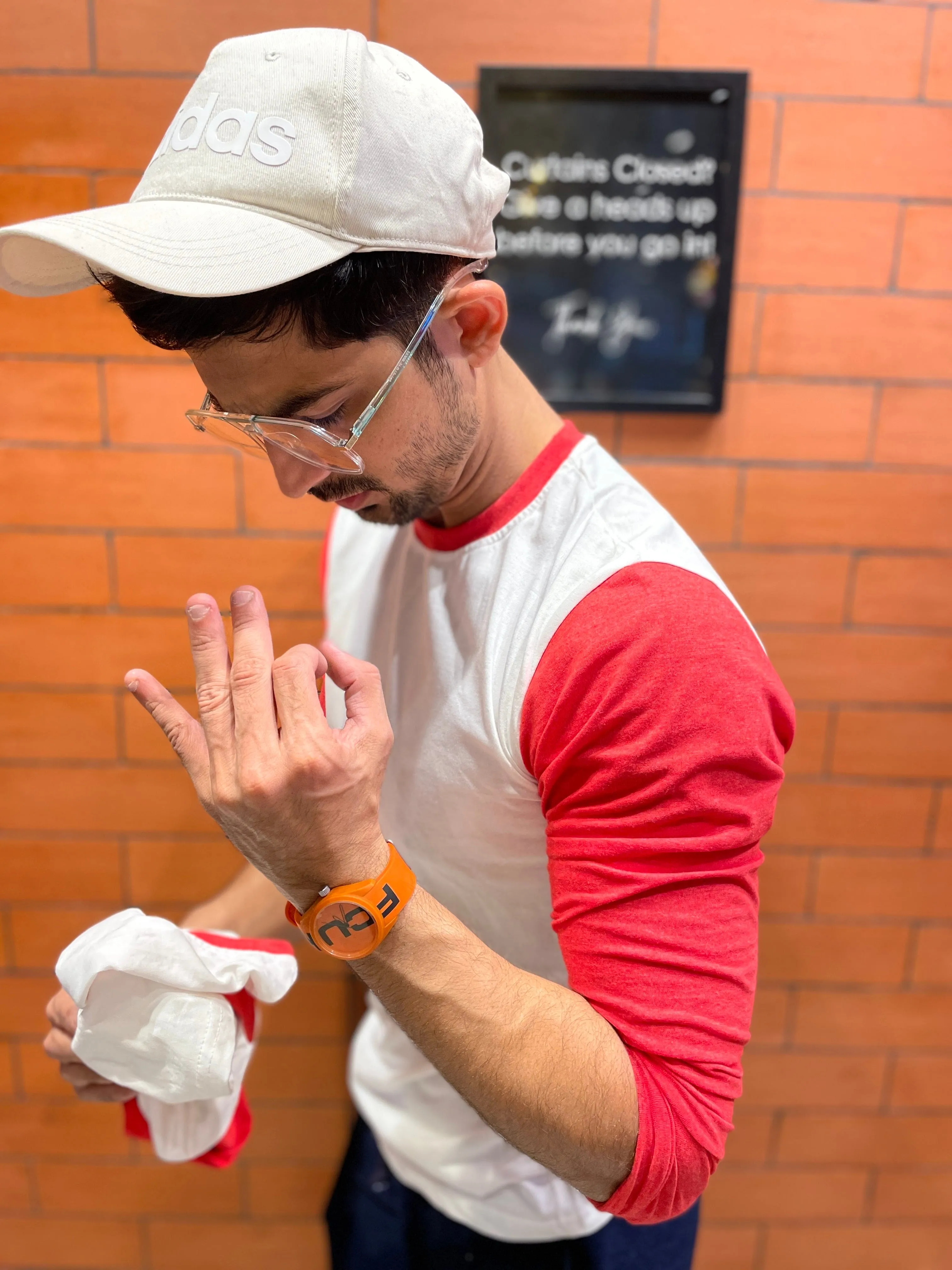 White/Anthra Red Combination Sleeves Tee