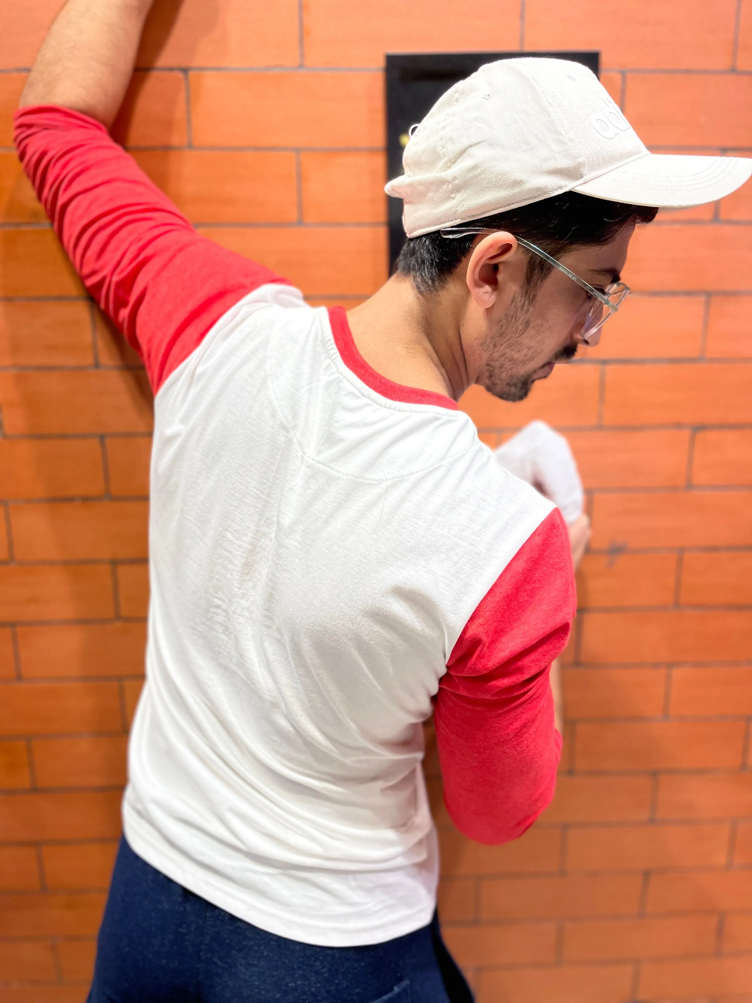 White/Anthra Red Combination Sleeves Tee