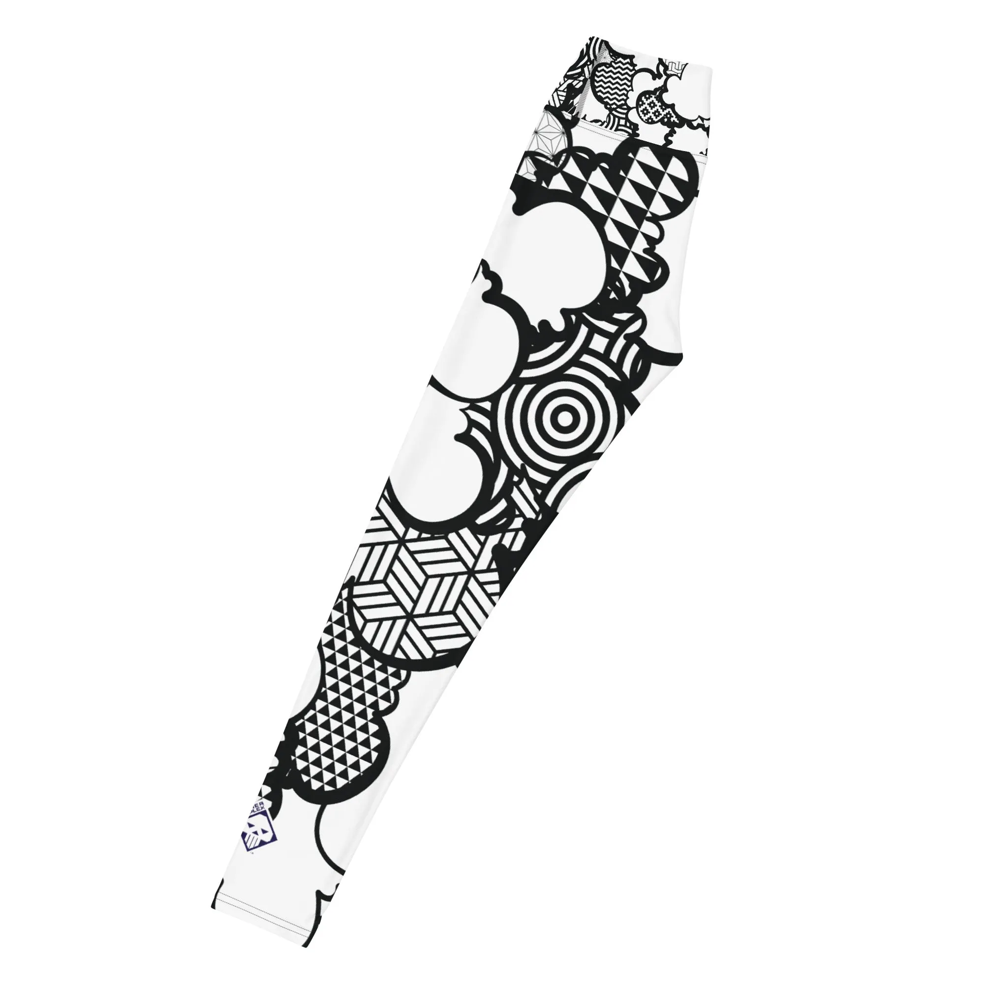 Women's Black and White Graffiti Clouds High Waist Yoga Pants Workout Leggings For Jiu Jitsu 001