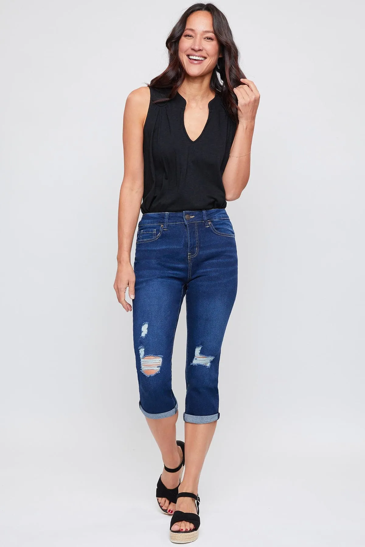 Women's Essential High Rise Cuffed Capri Jeans