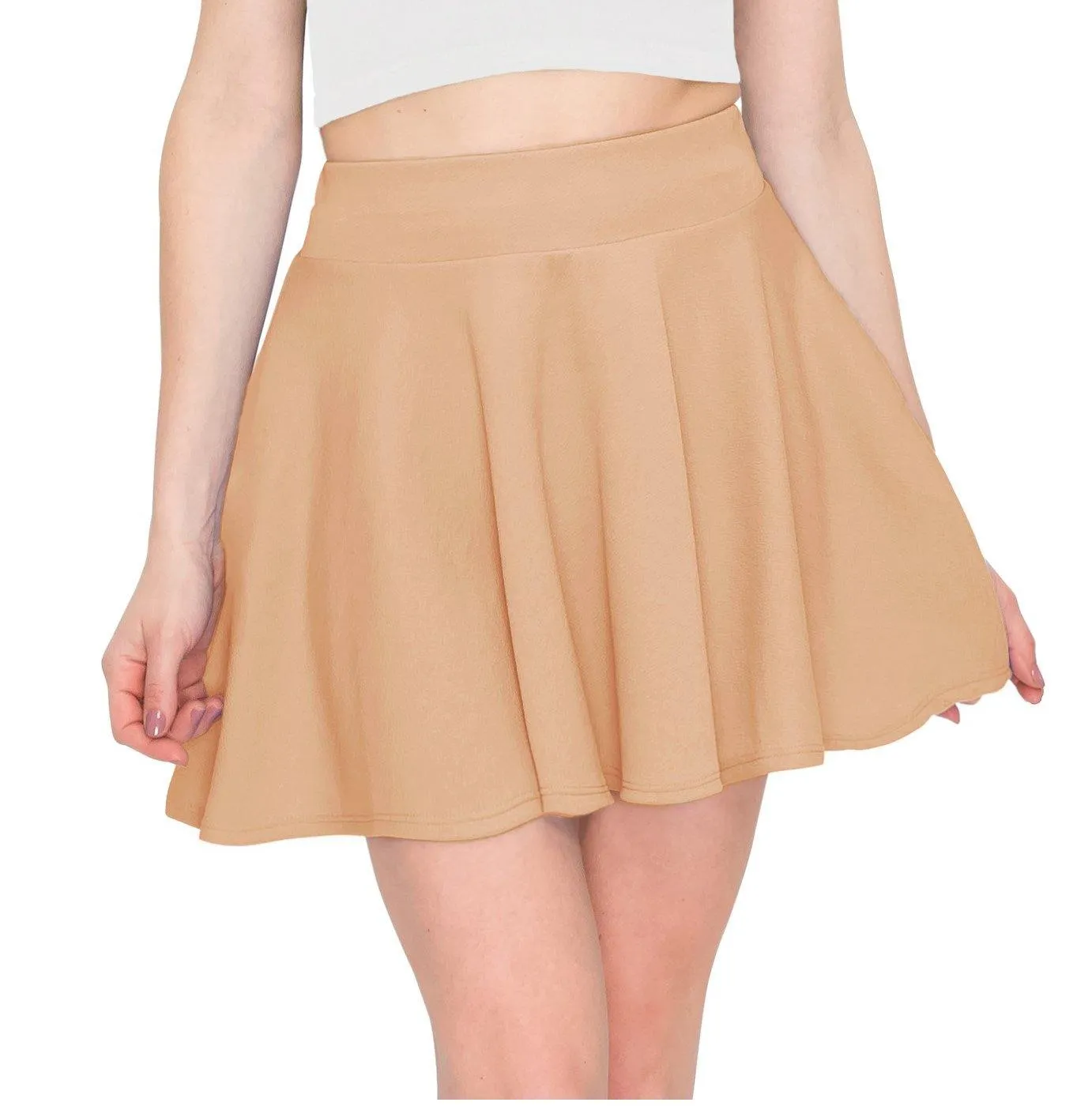 Women's Flared Mini Skater Skirt - High Waist Casual Stretch Basic Pleated Skirt